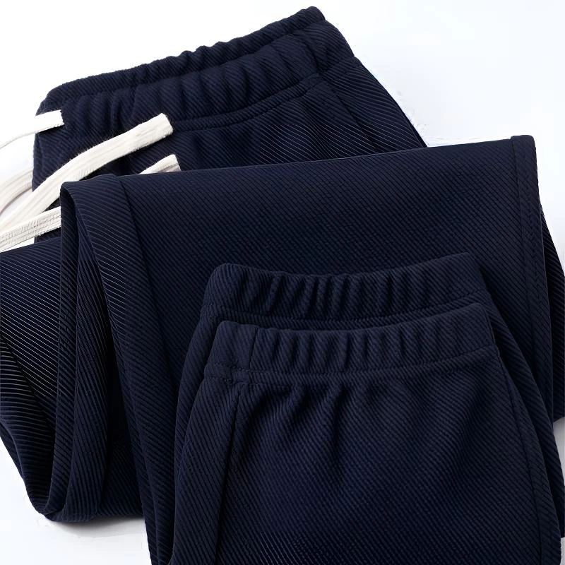 美式复古风！藏青色300g重磅束脚卫裤男秋冬百搭宽松垂感休闲裤女