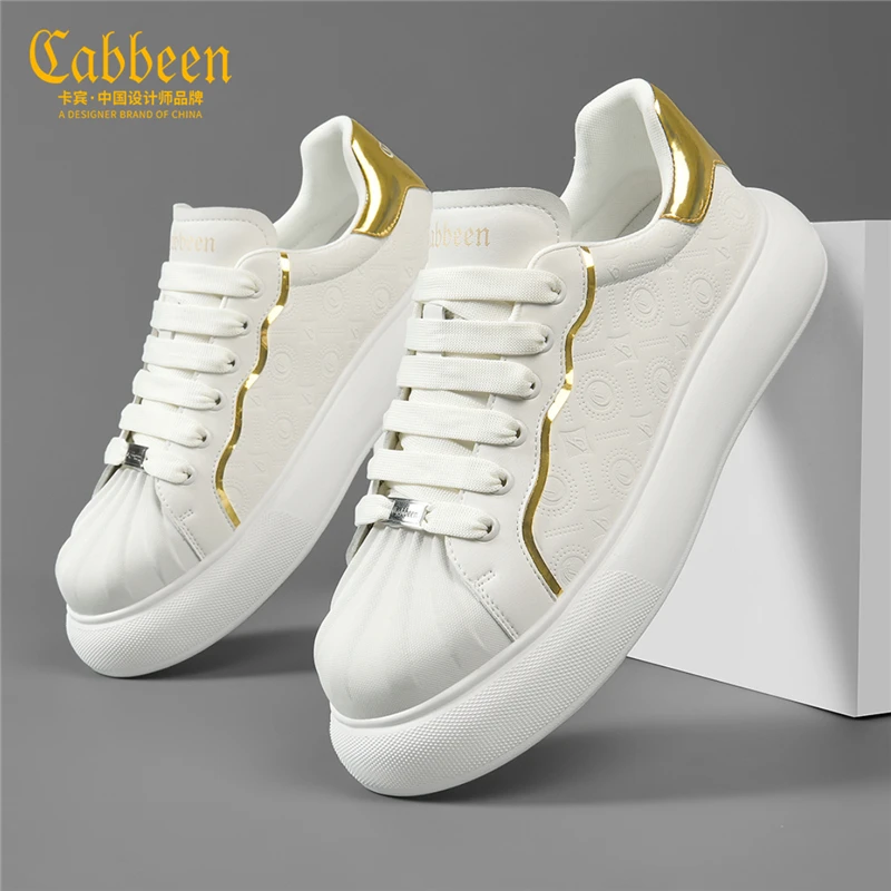 卡宾轻奢男鞋2024新款秋季透气潮流百搭运动小白鞋子男士休闲板鞋