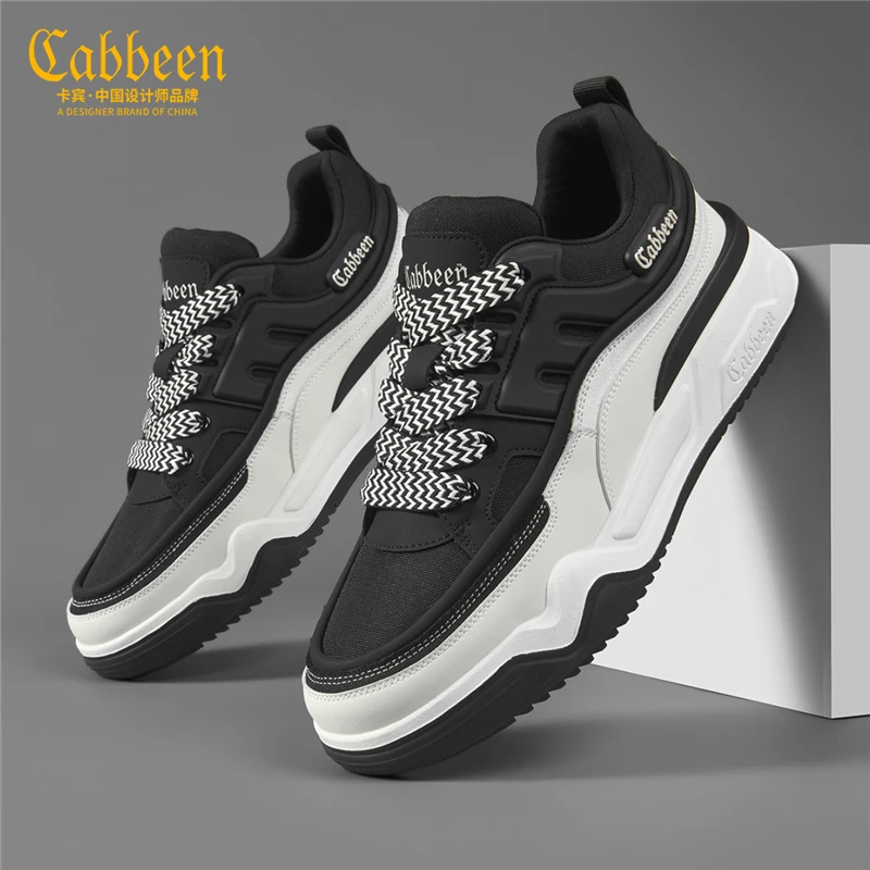 卡宾鞋子男2024新款爆款男鞋潮流休闲鞋潮百搭男士面包鞋黑色板鞋