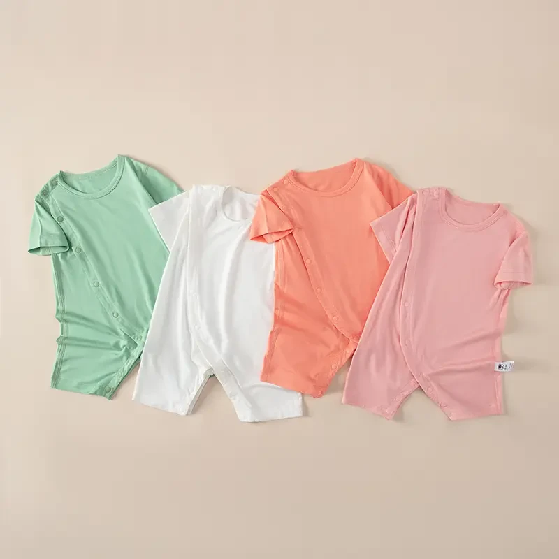 婴儿短袖连体衣夏季薄款空调服睡衣无骨缝制新生儿宝宝哈衣爬服