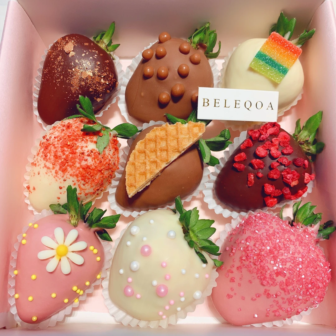 BELEQOA怦然心动9颗装手工草莓夹心巧克力节日纪念日礼物顺丰包邮