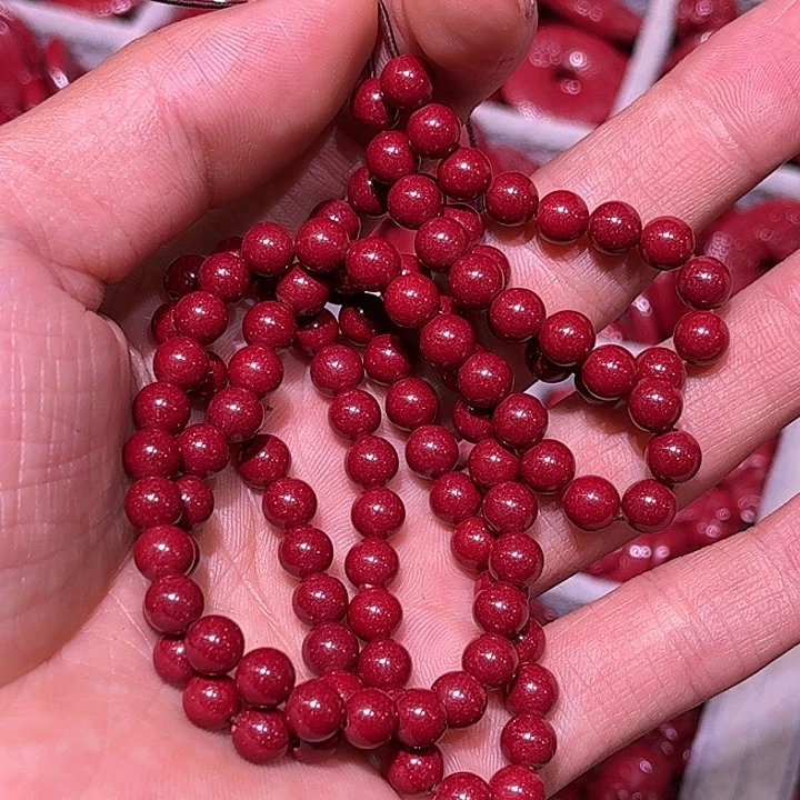 含辰砂工艺品紫金砂散珠110颗6毫米