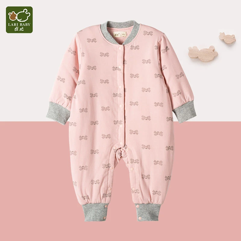 断码清仓拉比秋冬新生婴儿连体衣女童80克铺棉宝宝保暖哈衣包屁衣