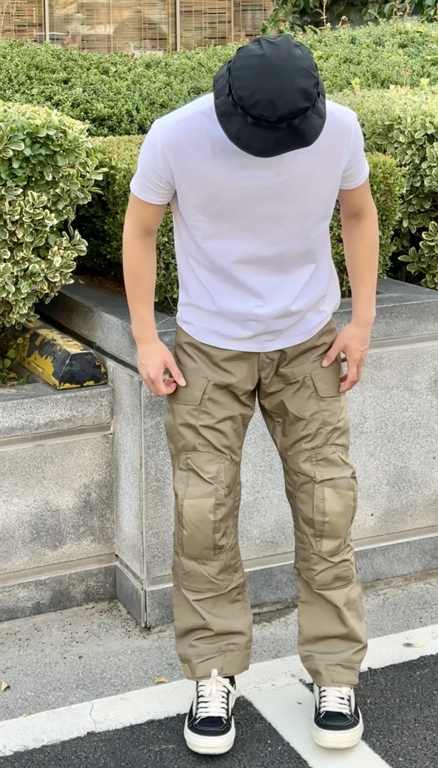 深卡其三方立体感三防面料可调节腰围工装休闲裤军鸟