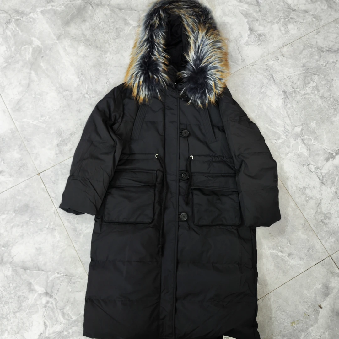 2024年冬季高货真狐狸毛羽绒服真毛外套显瘦气质长款黑色外套气质