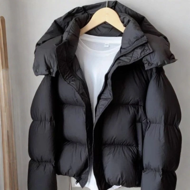 羽绒棉服短款加厚棉衣连帽2025冬季新款韩版宽松面包服棉袄外套女