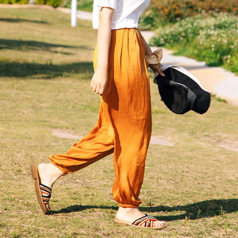 凉凉裤女夏季薄款宽松束脚防蚊裤大人灯笼裤冰丝沙滩大码防晒裤