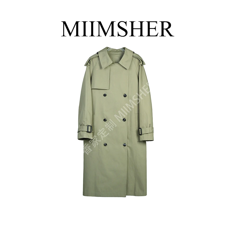 筱筱古典绿色经典必入长款风衣嵿奢英伦风秋季上衣女外套MS241799