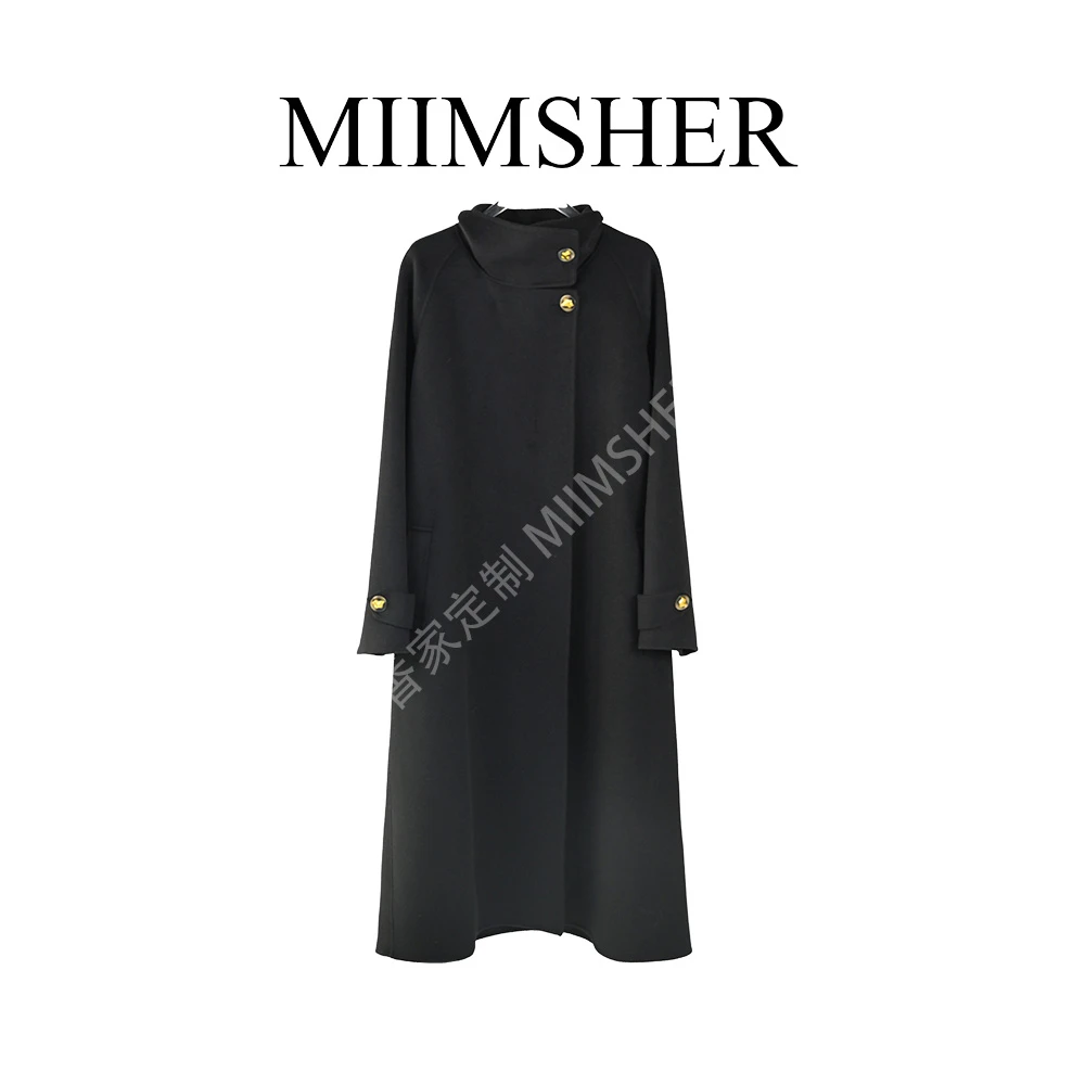 黑松露经典双面羊毛大衣中长款气质女外套秋冬MS241909