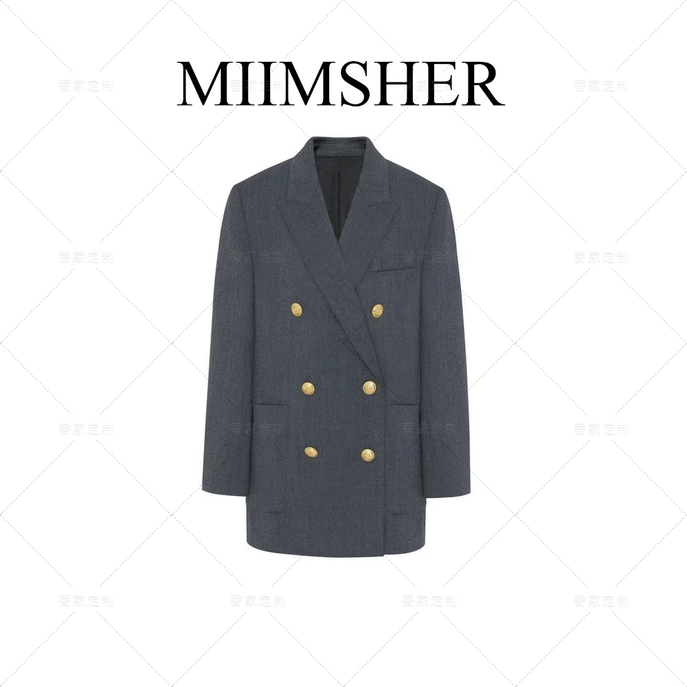 24秋季复古双排金扣宽肩宽松西装外套休闲西服MS241760