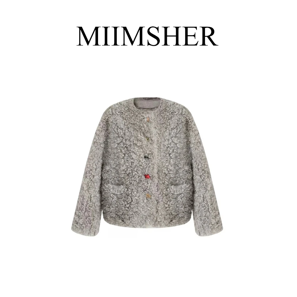 梅伦凯勒【填充羊毛】彩色扣小香风冬季新款圆领上衣女棉服MS241974