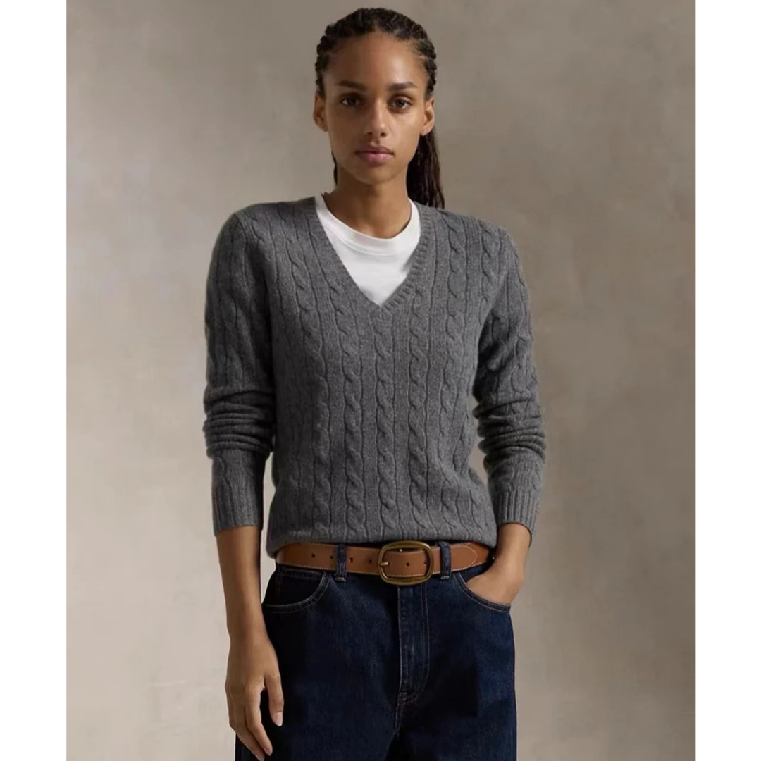 筱筱修身版绞花编织 免绒羊毛混纺 24新品长袖针织衫MS244145