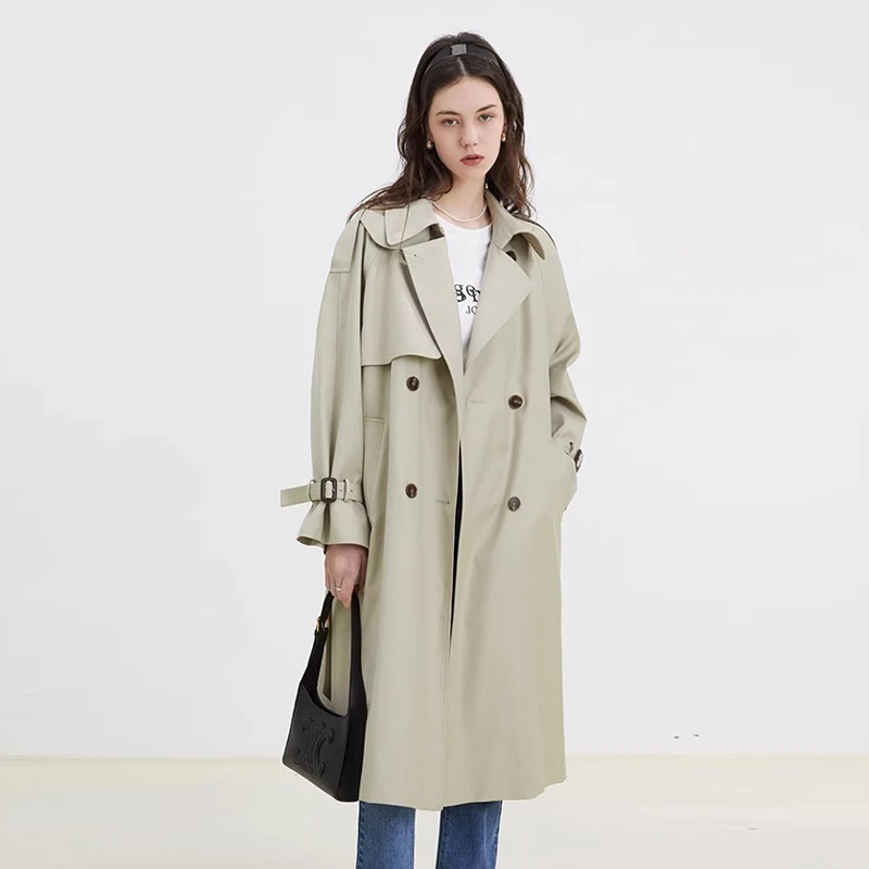 风衣女中长款2025春季新款英伦风气质双排扣小个子高级感大衣外套