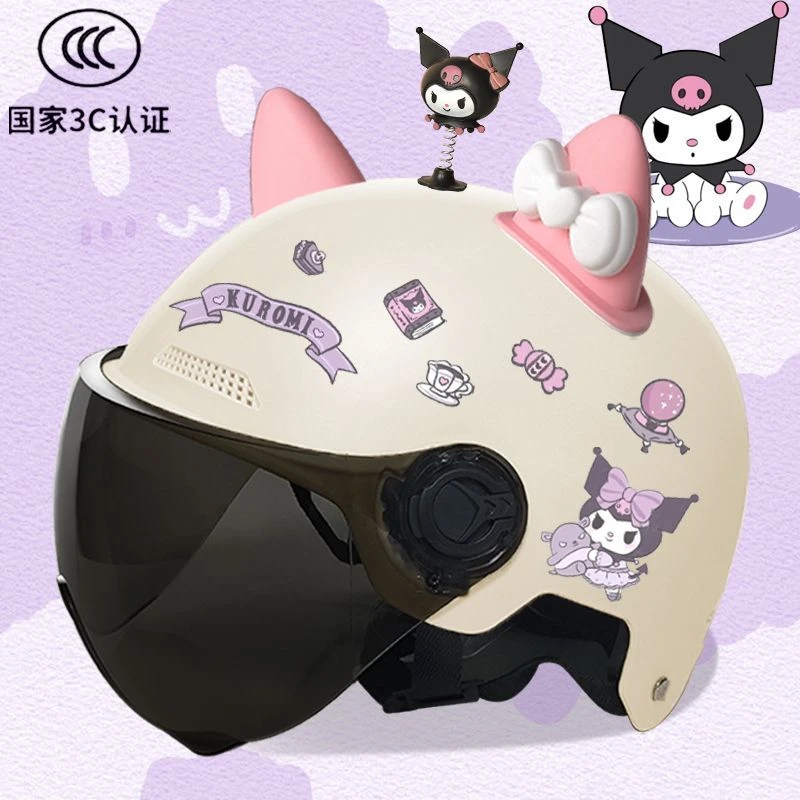 3C认证电动车头盔女男成人库洛米可爱三丽鸥夏季电瓶车小电驴