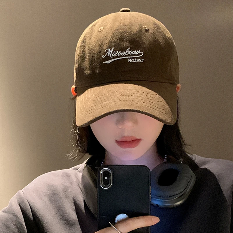 咖色棒球帽女潮流新款韩版百搭大头围显脸小时尚宽帽檐鸭舌帽子男