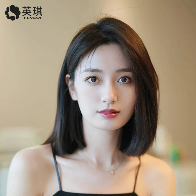 英琪原生辫发假发女短发洋气真发自然真人发丝双递针偏分锁骨发套