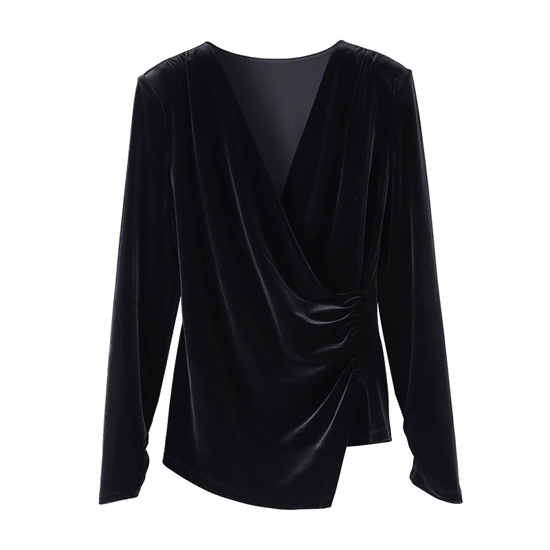 LWT770【迟来的爱】显瘦气质长袖时尚黑色修身秋冬上衣