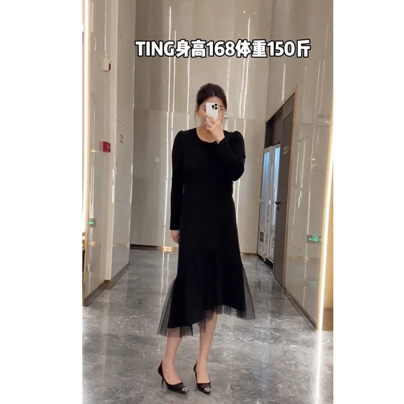 WT317《清秋夜》秋季长袖遮肉显瘦法式赫本风高级感气质连衣裙