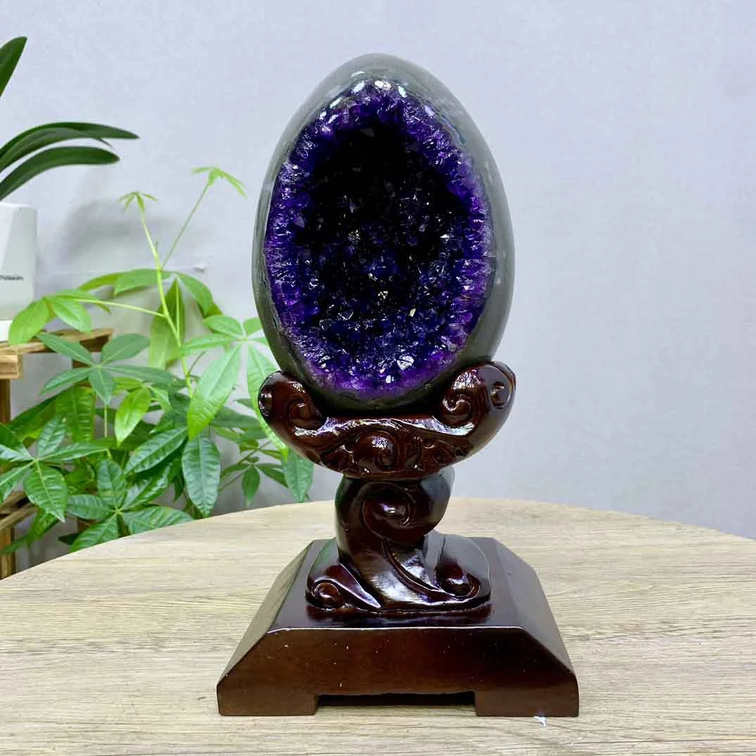 天然乌拉圭巴西紫晶洞聚宝盆钱袋子恐龙蛋紫晶簇黄开口笑办公