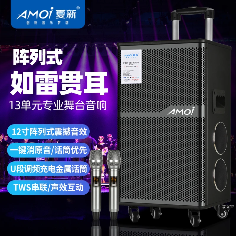 AMOi/夏新13喇叭蓝牙音响声卡一体机家庭移动KTV直播唱歌户外音箱