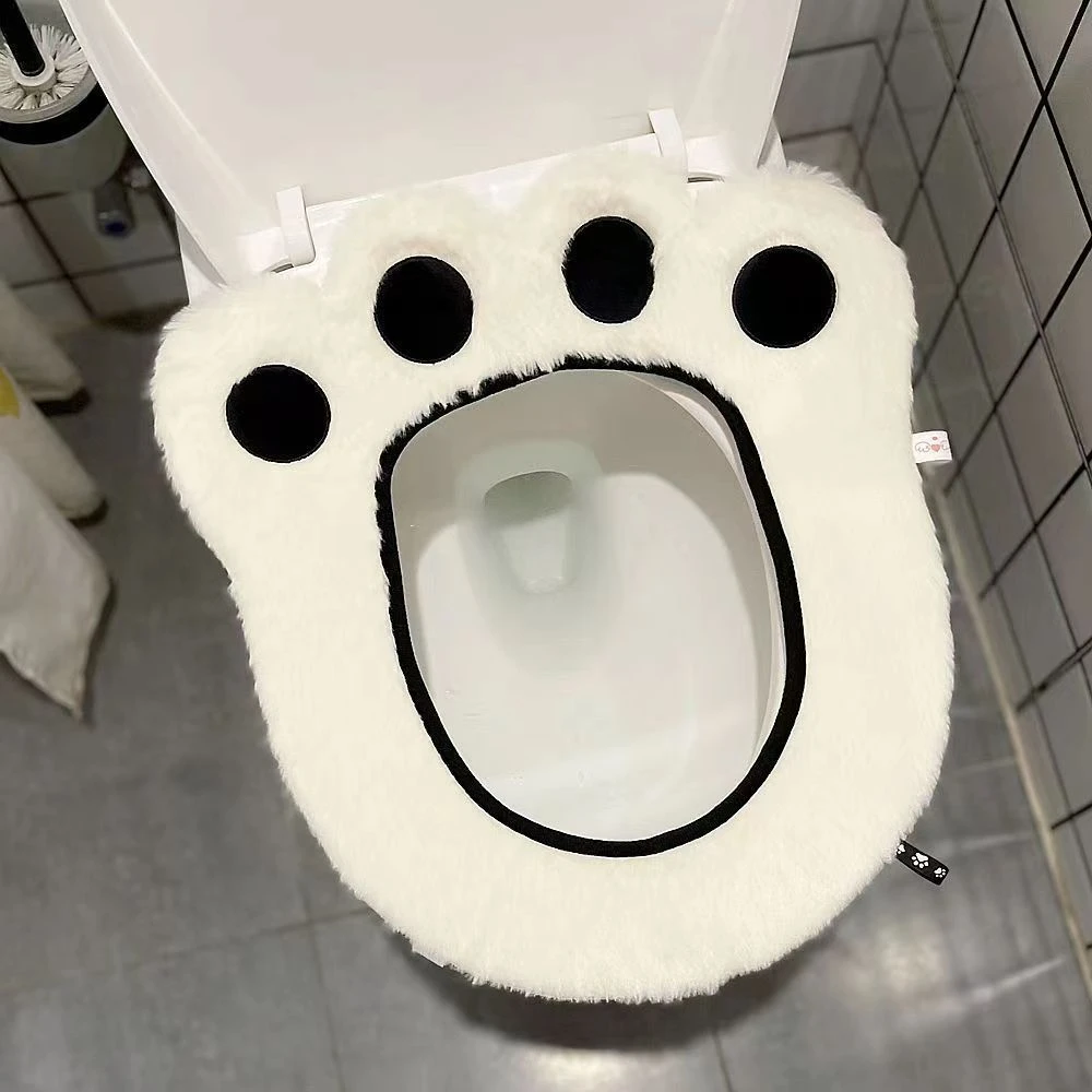 可爱熊掌卡通煤球马桶坐垫四季通用坐便器垫子家用yw