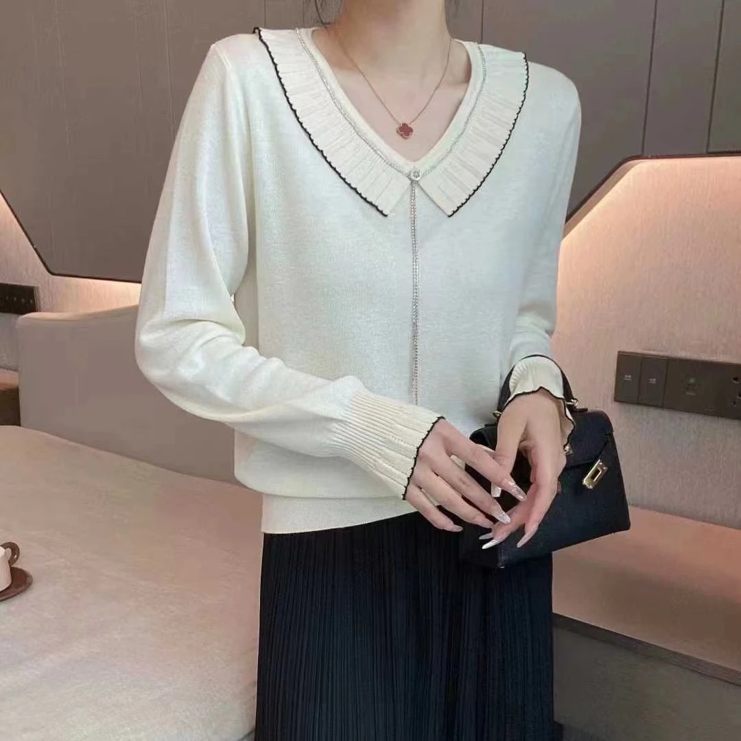 上衣气质网红时尚假两件开衫长袖针织衫洋气百搭套头秋季毛衣女装