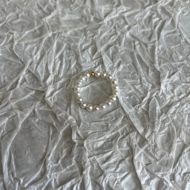 纯天然淡水baby珍珠戒指弹力款叠带百搭