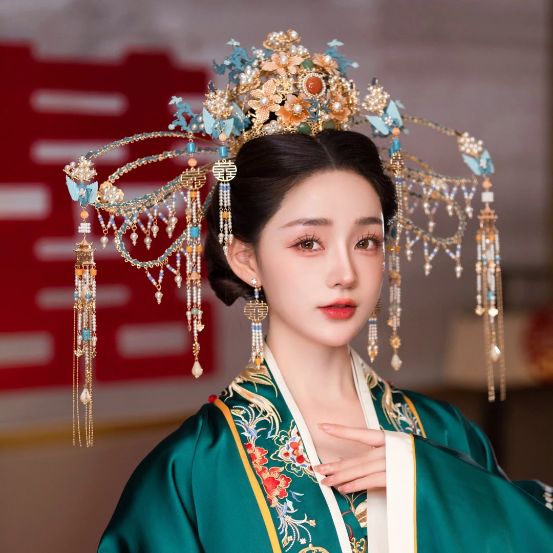 婚庆饰品46941新娘头饰中式明制汉服大气奢华凤冠结婚婚礼古风