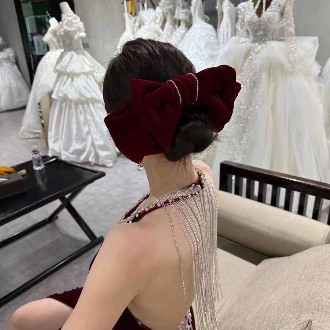 婚庆饰品612新娘头饰婚纱礼服蝴蝶结头饰新娘结婚敬酒红妆发饰