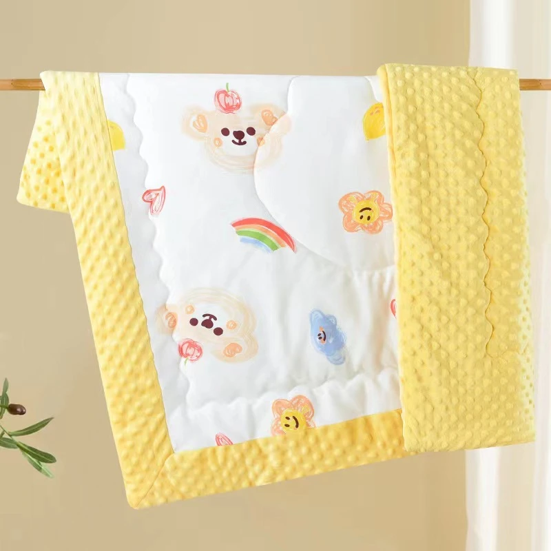 新生儿精梳棉小被子婴幼儿盖被春秋款1米豆豆绒盖被婴童小被子