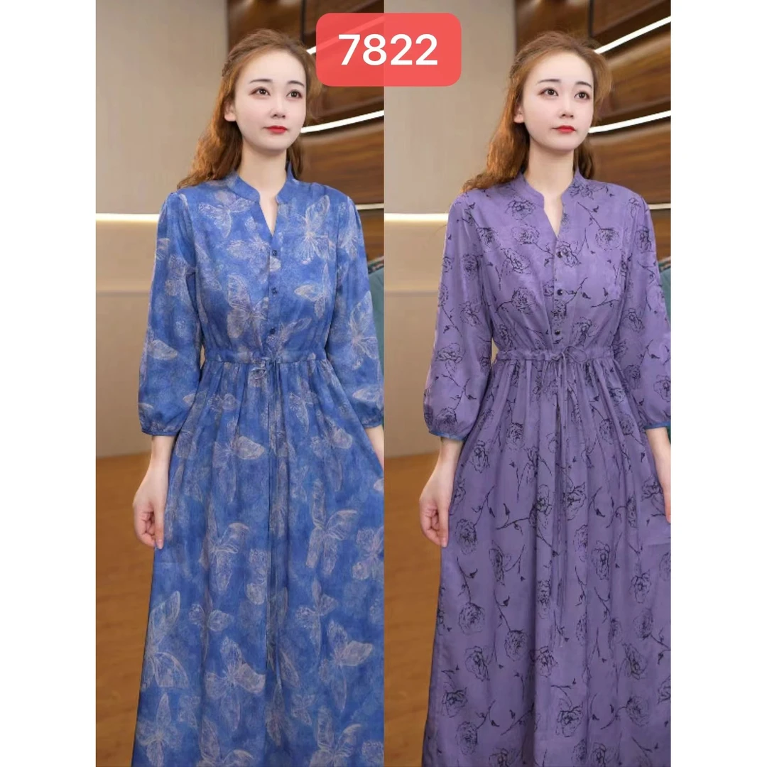 7822-25【蝶恋花双面穿】时尚休闲双面穿连衣裙+-