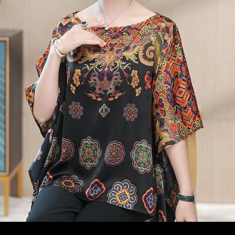 20297-11(黑红）新款中国风印花小衫