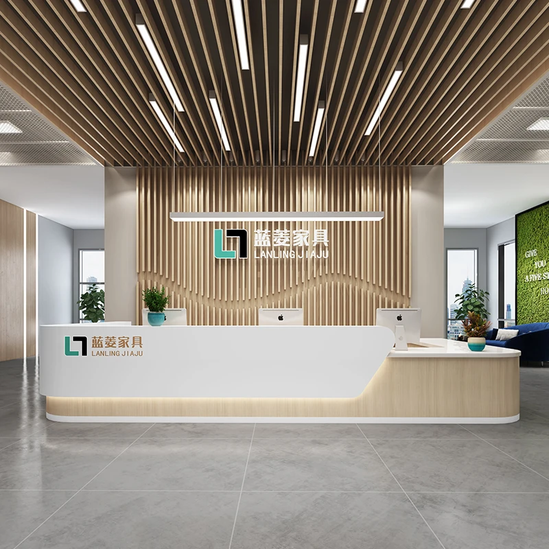现代简约烤漆公司前台接待台吧台桌服务台迎宾台收银台办公桌定制