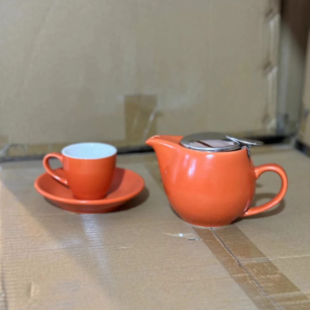 出澳洲【T家】350ml茶壶配expresso杯子- 奶油橙