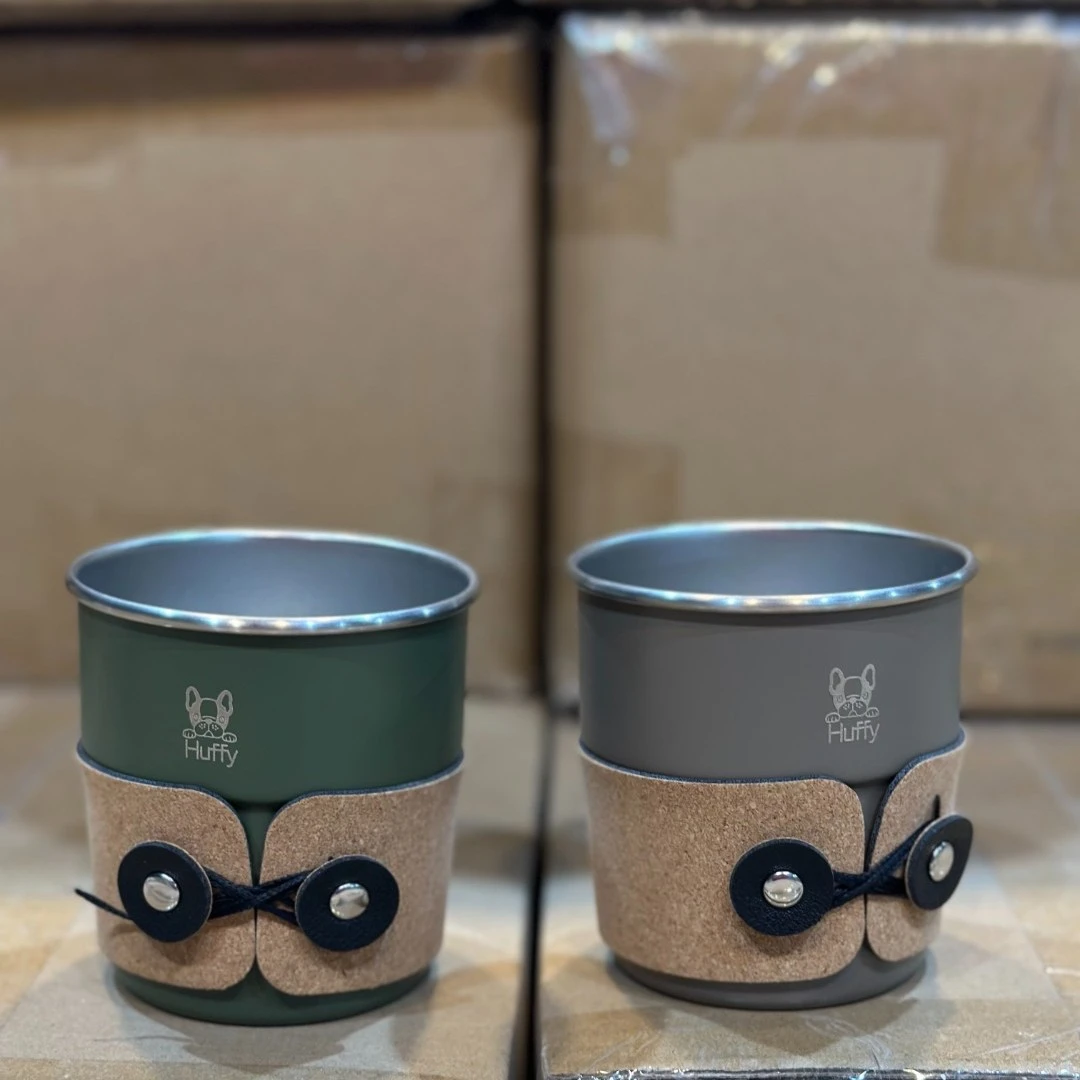出美国【huffy】300ml咖啡杯套组-军绿+奶灰