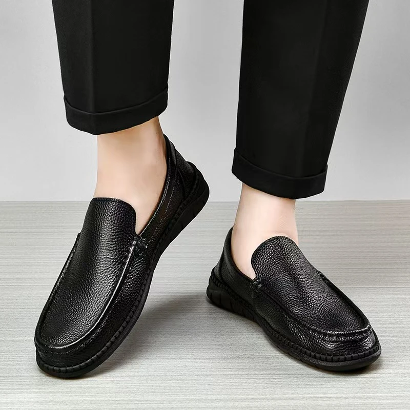 【2189】荔枝纹 头层牛皮 男士 舒适 时尚 透气 真皮 软底