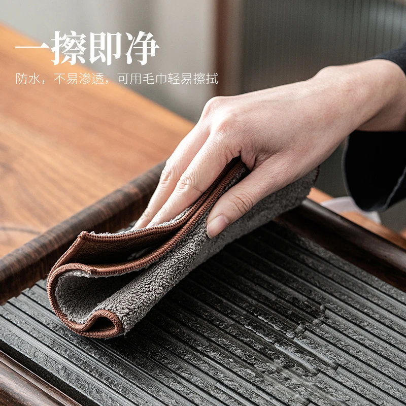 皮革茶巾中式两用茶垫布茶盘垫防水茶席桌布桌旗茶道杯垫抹布手工