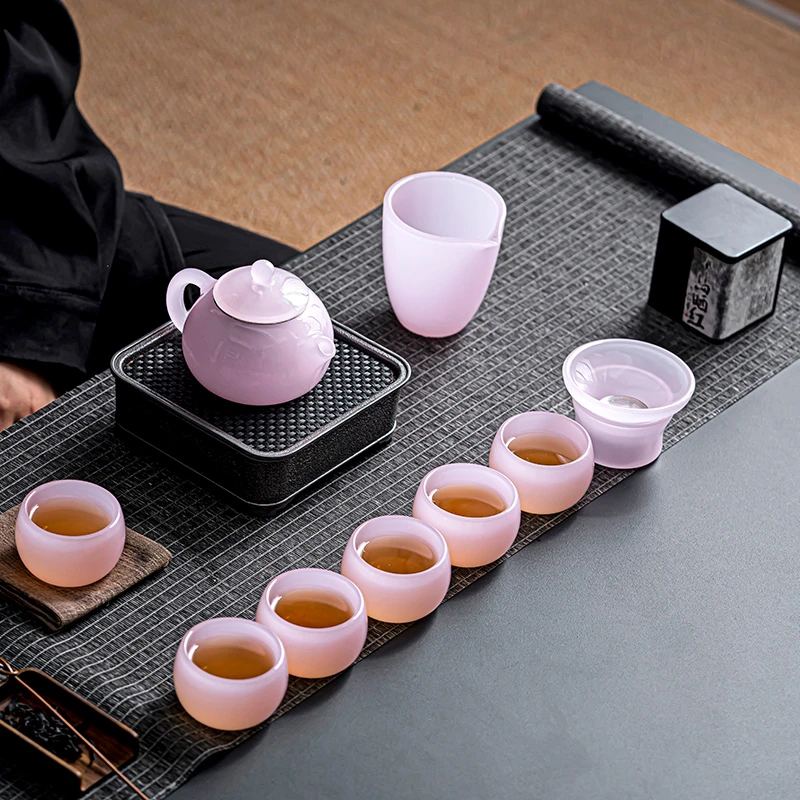 琉璃茶具套装轻奢家用小型轻奢高档办公室功夫茶杯公道杯盖碗礼盒