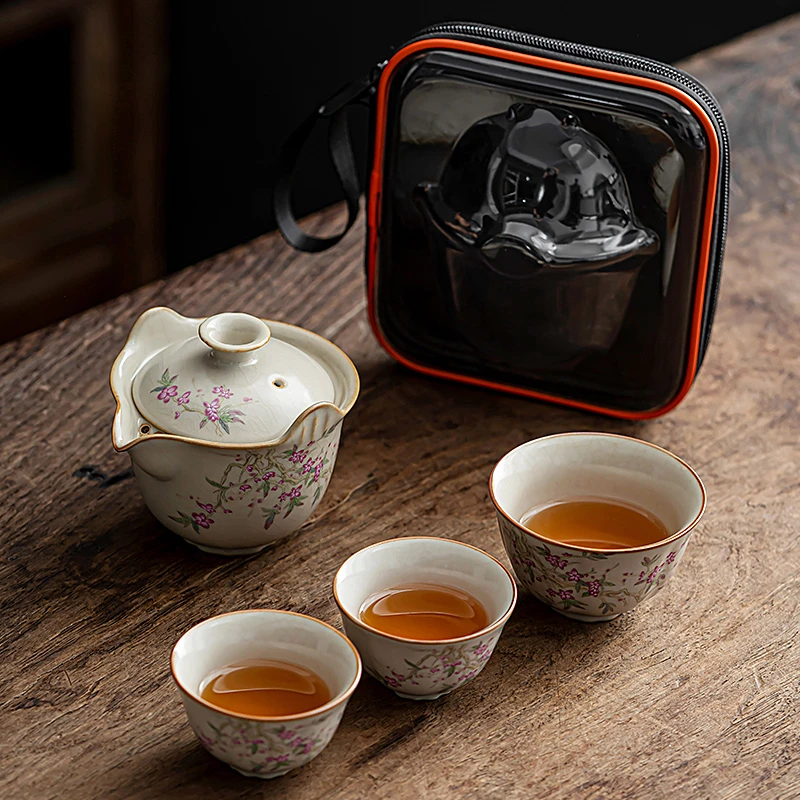 陶瓷旅行茶具简约户外便携式快客杯一壶三杯新中式女士专用2025款