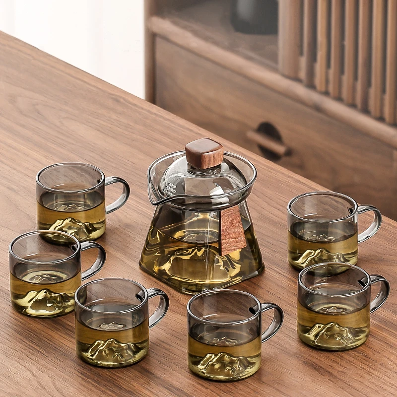干泡茶具套装家用简约小型功夫耐热透明泡茶壶喝茶杯一整套一套