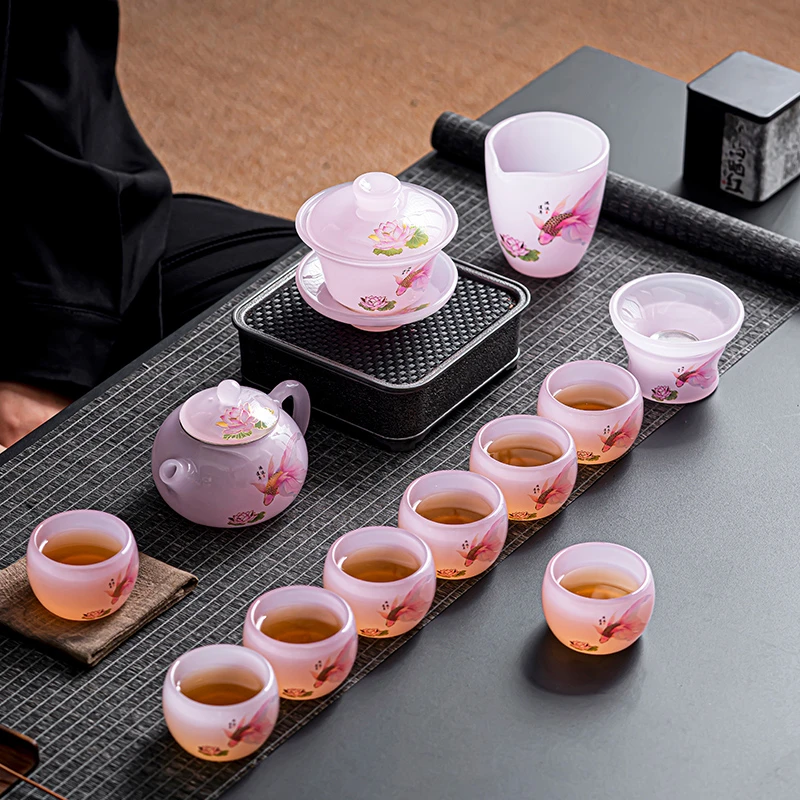 琉璃茶具套装轻奢家用客厅盖碗泡茶壶茶杯高端办公室茶具送礼一套