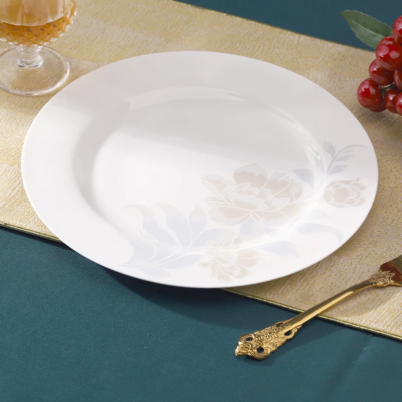 【清雅名媛】10英寸平盘1个牛排盘家用正品骨瓷可微波洗碗机