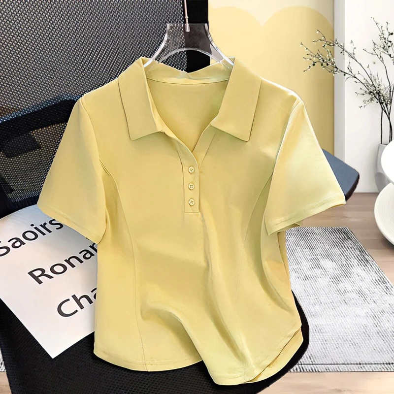 大码胖mm200斤复古港风正肩短袖t恤女夏季2025新款微胖遮肉上衣潮