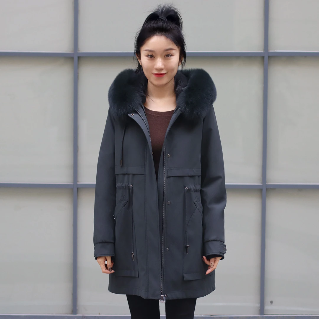 初晓2024年冬季新款女士派克服 艾绿蓝色 休闲百搭时尚 9915