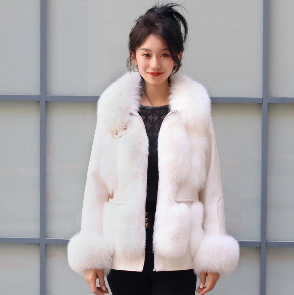 初晓2023年冬季新款女士皮草密腊陀米白铁灰潮流百搭保暖 9320