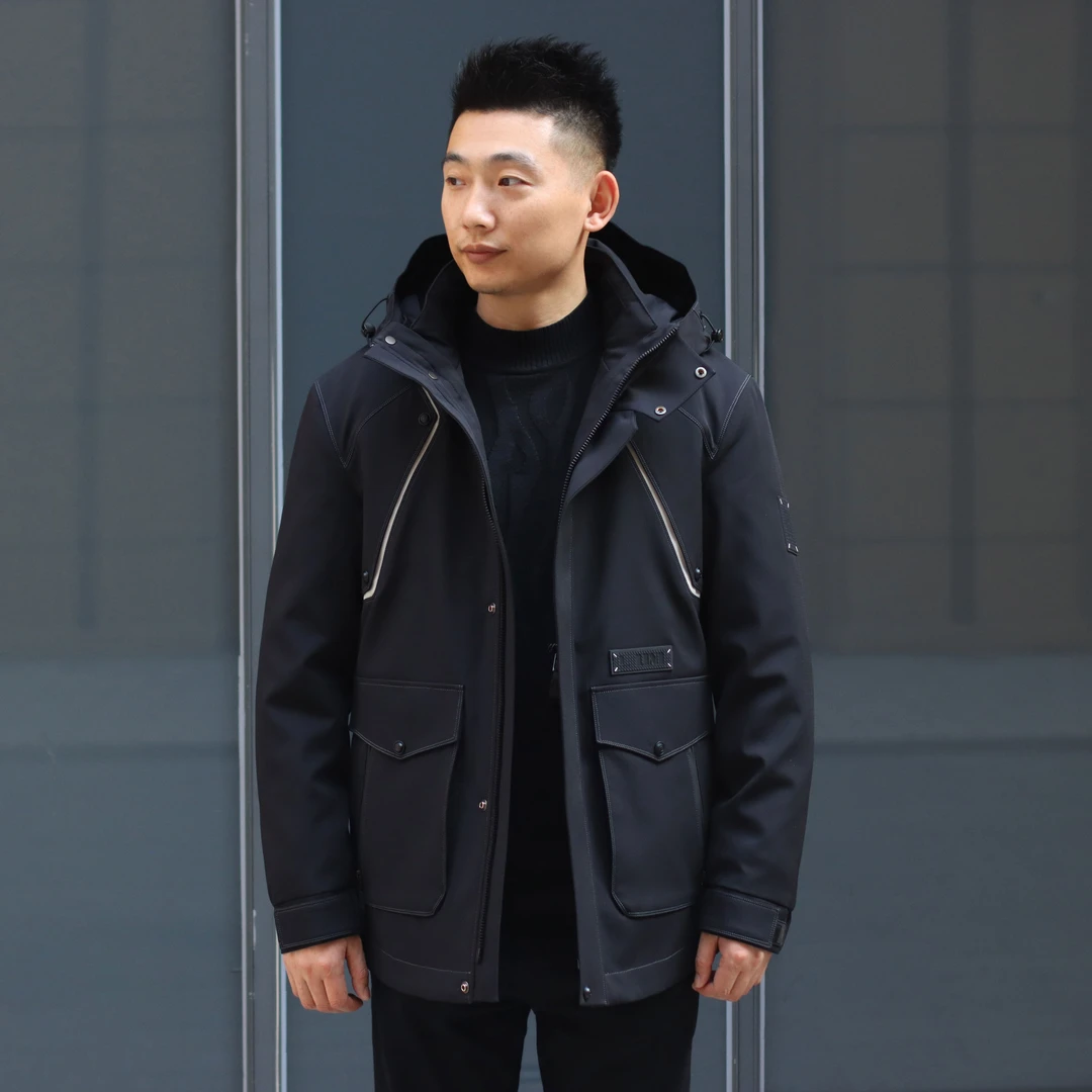 初晓2024年秋季新款男士派克服 黑色 休闲百搭时尚 24397DTR