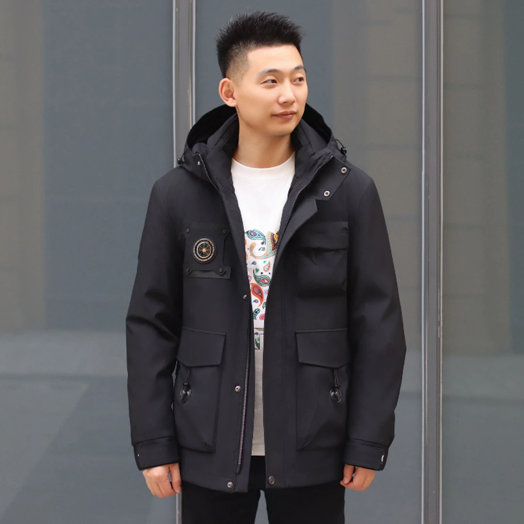 初晓2024年秋季新款男士派克服 黑色茶绿色 休闲百搭时尚 5393