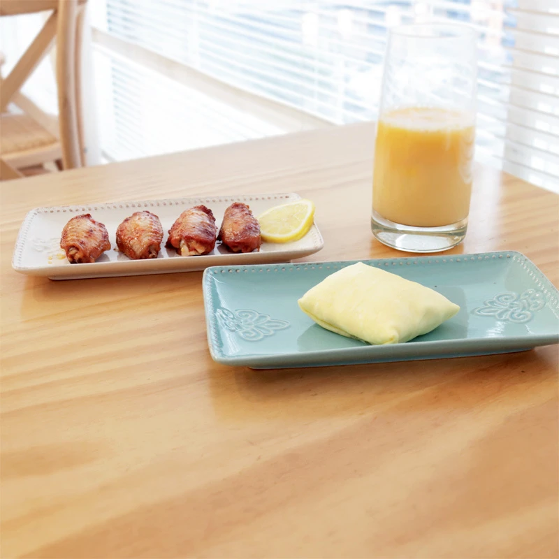 复古长方形盘亮光做旧早餐盘寿司盘家用菜盘碟子陶瓷盘餐具微瑕疵
