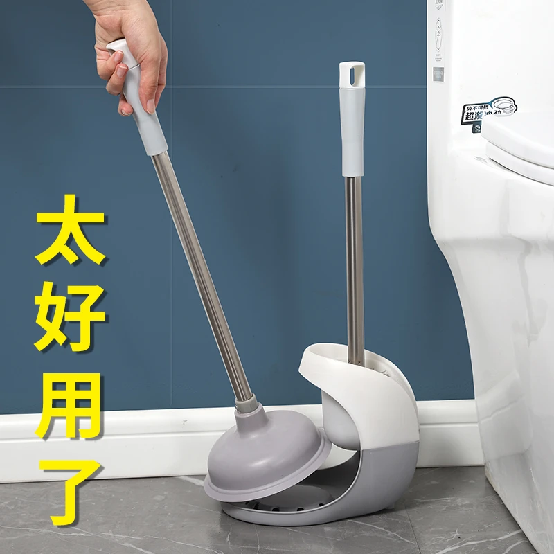 马桶刷马桶吸套装家用卫生间长柄不锈钢软毛刷子堵塞疏通器