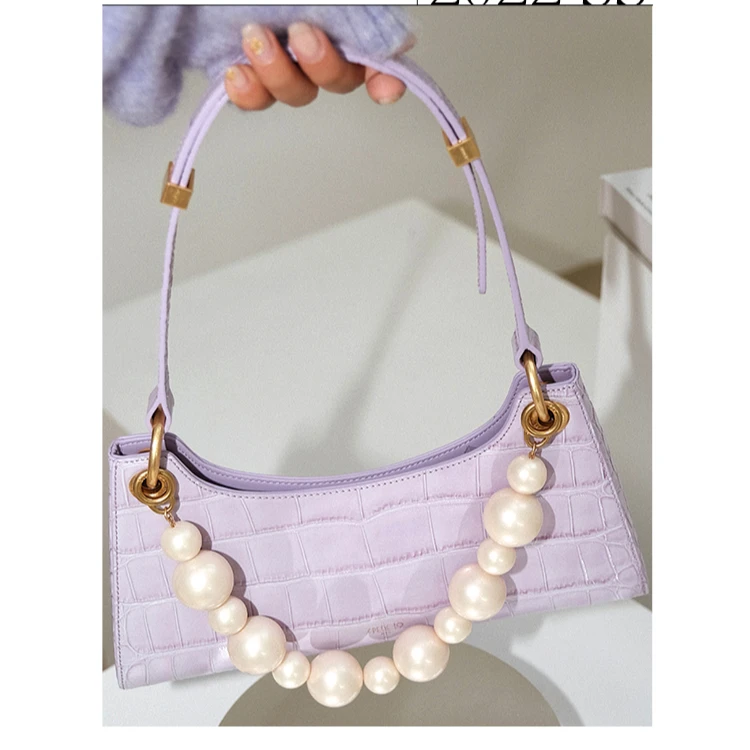 设计师品牌APEDE MOD时尚百搭真皮复古腋下包鳄鱼纹青蛙包